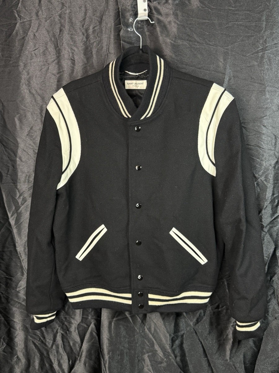 Saint Laurent Teddy Varsity Jacket 52IT / XL Black Hedi Slimane | eBay