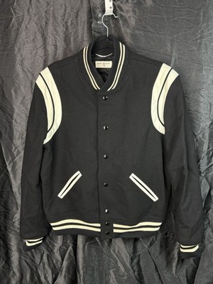 Saint Laurent Teddy Varsity Jacket 52IT / XL Black Hedi Slimane | eBay