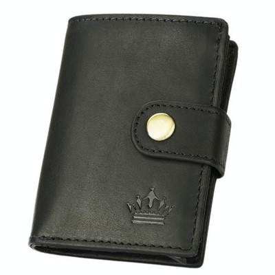 Slim Wallet Geldbeutel mit Münzfach und RFID-Schutz Leder Börse Mini Geldbörse