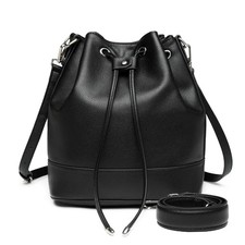 AFKOMST Leather Bucket Bags and Drawstring Crossbody Purse for Women Medium T...