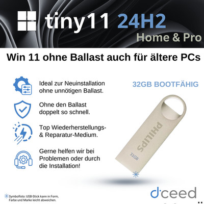 Tiny11 24H2 USB bootfähig Windows Installation Reparatur Betriebssystem 32GB