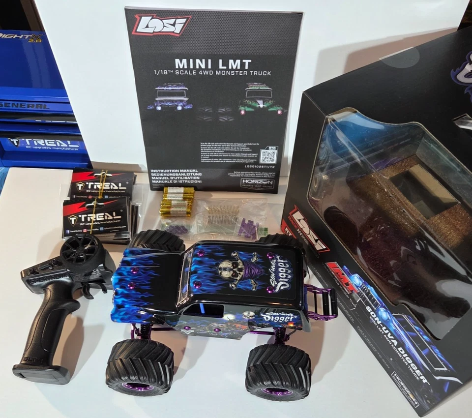 Nuevo RTR Losi Mini LMT SON UVA EXCAVADORA modificación completa de aluminio GPM real Foto 2 de 4