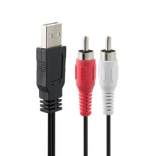 RCA to USB Converter Audio Cable USB 2.0 a Male to 2 RCA Male Adapter Cord Left/