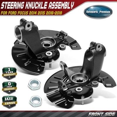 2x Front Steering Knuckle & Hub Bearing w/ Dust Shield for Ford Focus 2014-2018