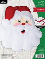 DIY Bucilla Jolly Santa Face Christmas Wall Hanging Pillow Felt Kit