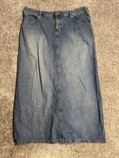 Vintage Old Navy Denim Maxi Skirt 14 Blue 100 Cotton Long Jean Skirt Back Vent