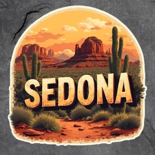 Sedona sticker vinyl decal desert cactus mountains Arizona travel souvenir