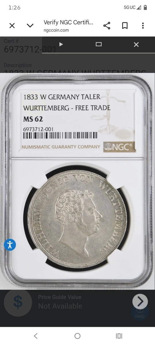 NGC Certified German States Thaler Coins Pre-1871 for sale | eBay