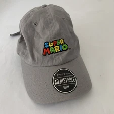 NWOT Super Mario Nintendo Gray Bioworld Strapback Hat Cap Adult One Size Gamer
