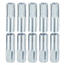10 Pack Drop in Anchors M6x25mm Carbon Steel Sleeve Concrete Wall Bolts Tool