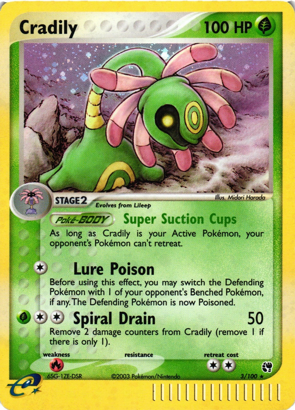 Pokémon TCG Cradily 3/100 Holo Rare EX Sandstorm MP