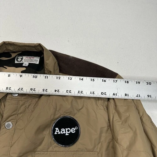 AAPE BY A BATHING APE Quilted Jacket Size Large Patches Military Beige Workwear image 16