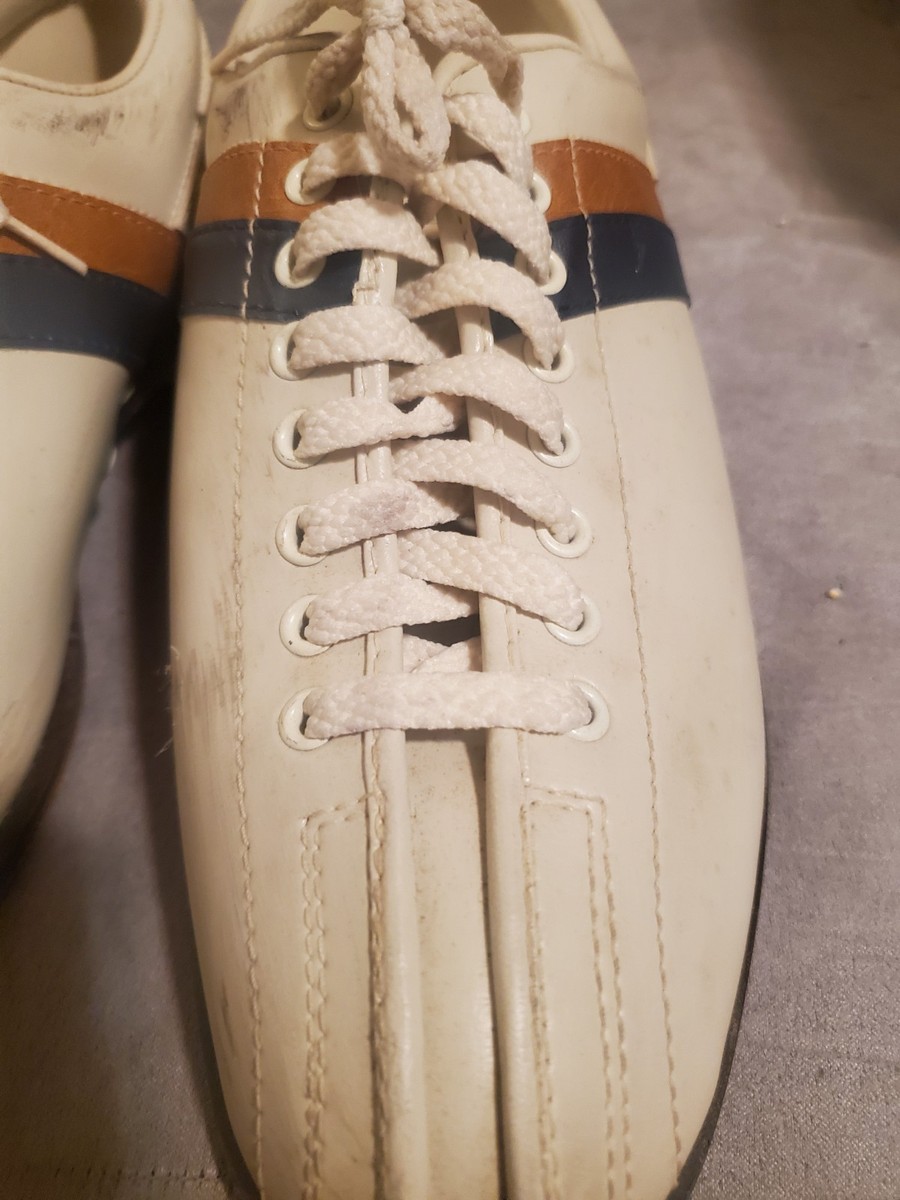 Vintage Striker Bowling Shoes Mens 9 Leather Retro Chrome Slide