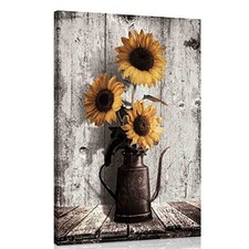 Rustic Sunflower Canvas Wall Art: Vintage Flower 15"L x 10"W Vintage Sunflowers