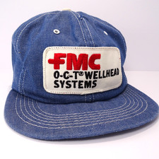 Vintage Oil Well FMC O-C-T Wellhead Systems Denim Snapback Hat Cap Patch CLEAN