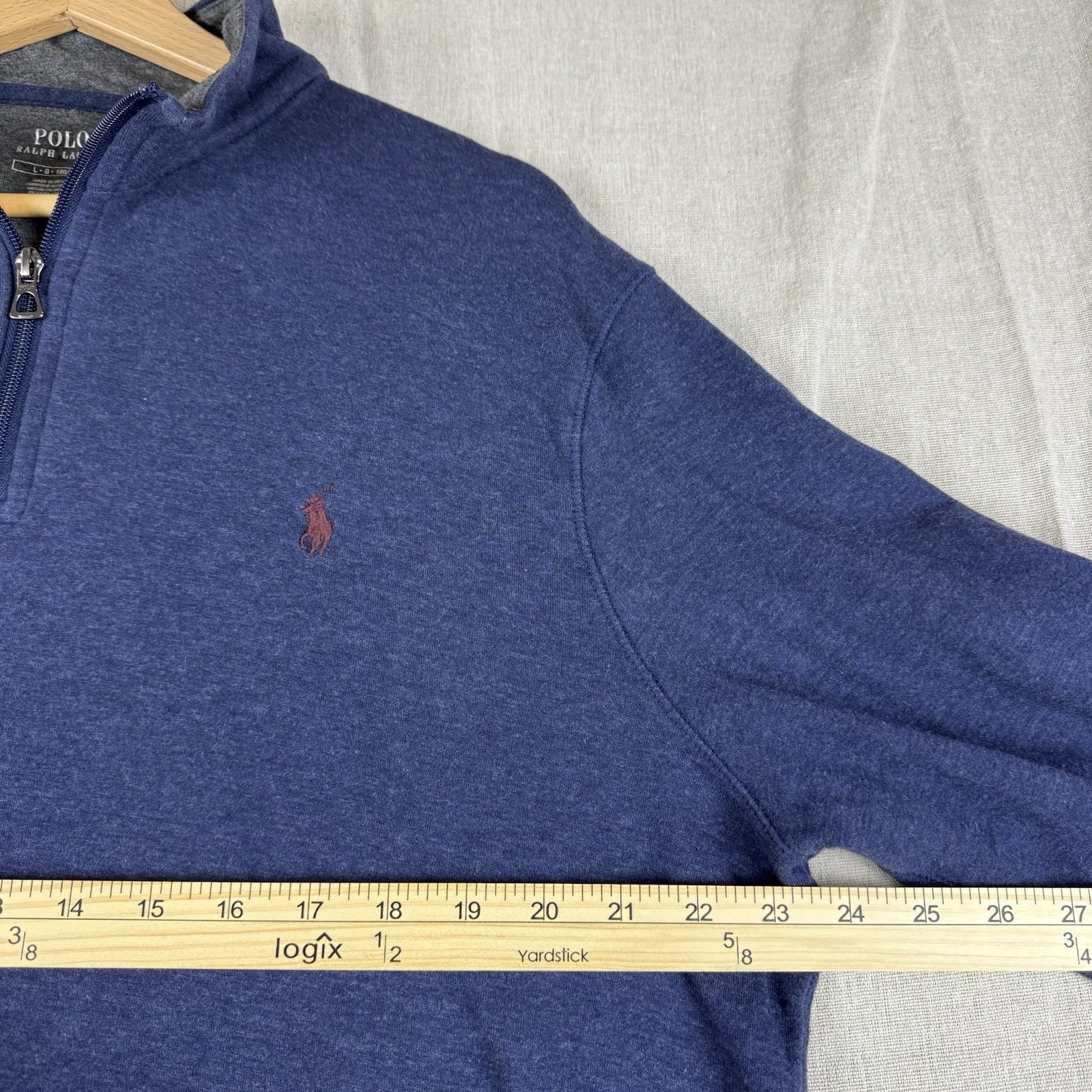 Polo Ralph Lauren Sweater Men's Large Navy Blue 1/4 Zip Pullover Preppy thumbnail 8