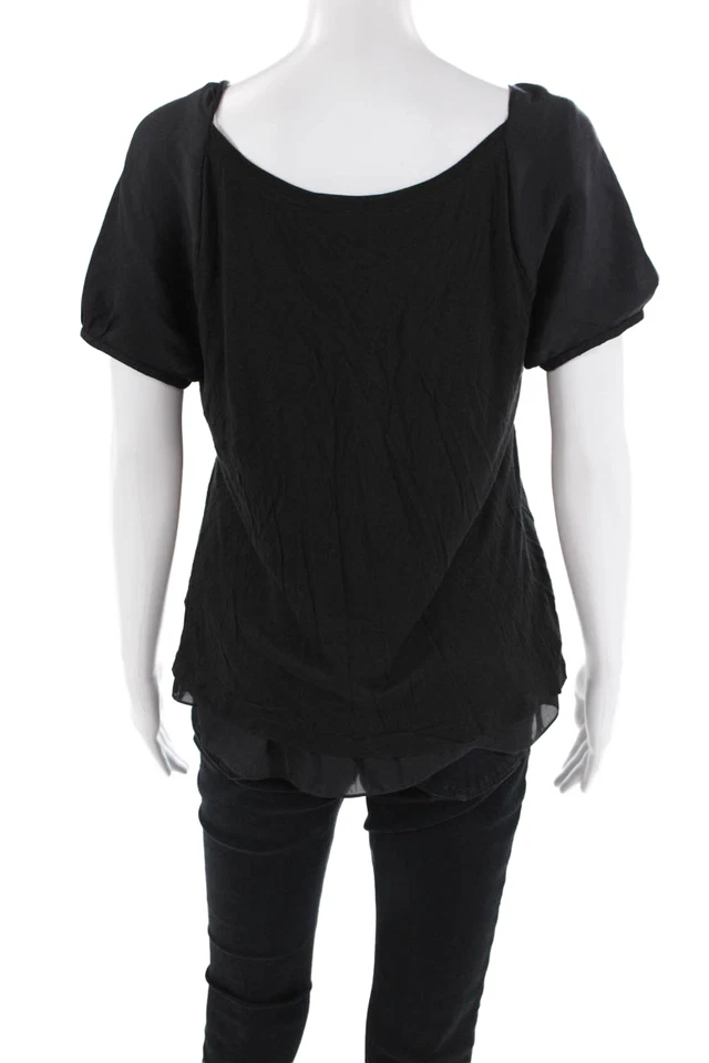 Blusa negra con lazo manga corta cuello redondo cuello redondo talla 42 de Nina Ricci para mujer Foto 3 de 4