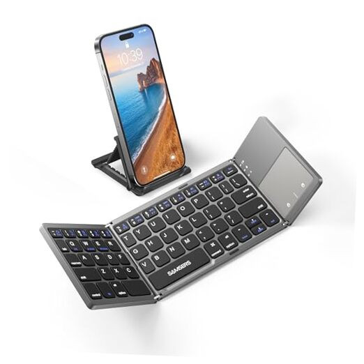 Foldable Bluetooth Keyboard with Touchpad - Portable Wireless Keyboard for Laptop Tablet Phone