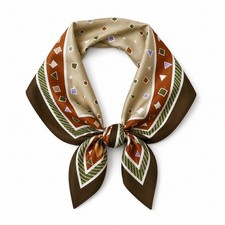 Vintage Totes Rain Scarf Geometric Square Mid Century Mod Brown Water Repellent