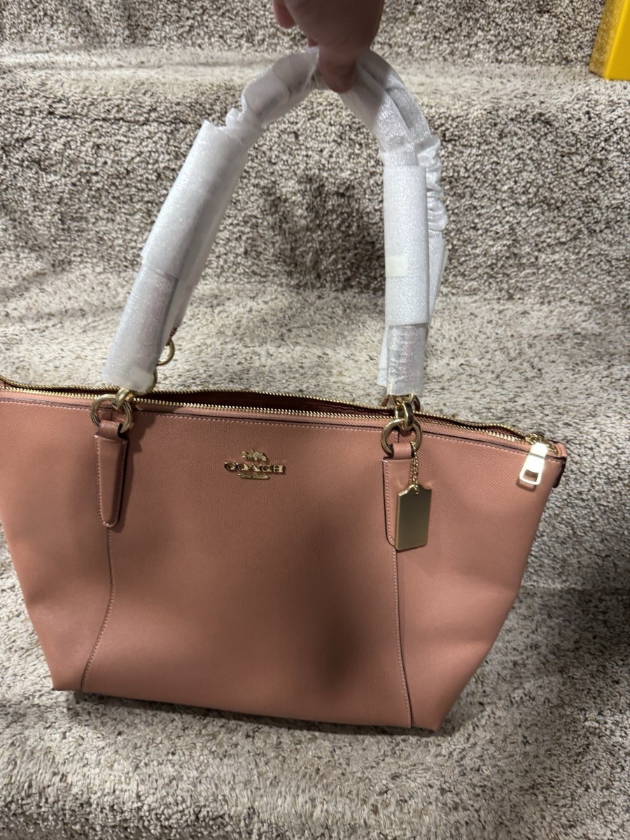 COACH F57526 Ava Tote Crossgrain Leather Handbag - Chalk for sale
