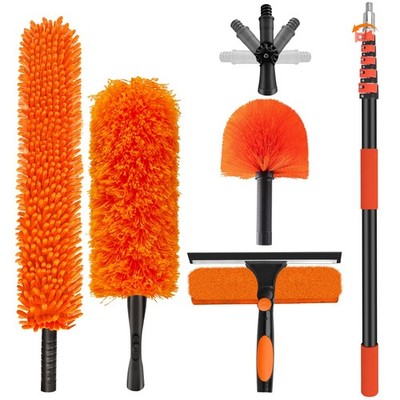 30FT High Reach Duster Cleaning Kit with 24FT Pole | 4-in-1 Tool Set with Uni...