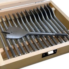 16PC WOOD DRILLING FLAT HEAD BITS 6mm-38mm HEX DRILL BIT SET WOODEN STORAGE CASE