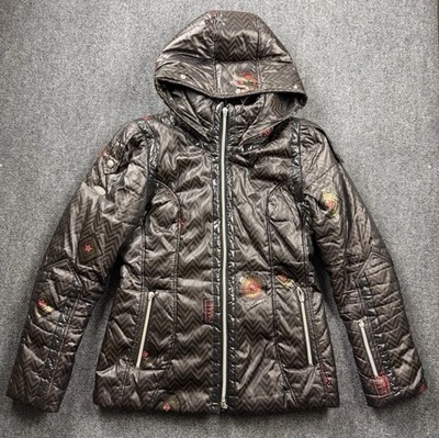 MDC Doris Pfister Puffer Ski Jacket Women's Size 38 Brown Embroidered Star Shiny