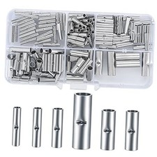 120 Pcs Non Insulated Butt Connectors, Uninsulated Butt Splice Connectors, 22