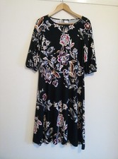 Kim & Co Women's Floral Dress keyhole stretchy 3/4 elastic Sleeves UK Size XS
