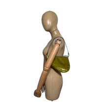 Vtg Christian Dior by John Galliano AW2000 Green Patent Monogram Saddle Bag 