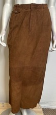 Vintage Polo Ralph Lauren Brown Suede Skirt Women's 8 Straight Pockets