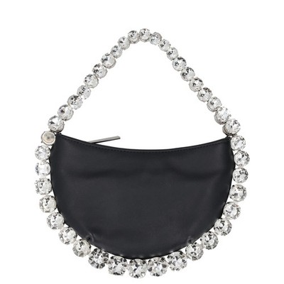 L'Alingi Damen Top Henkeltasche schwarz Leder silber Henkel Größe S UVP 800