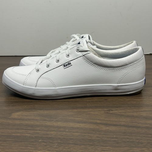 Keds Center Leather White Sneaker Women’s 9.5 Medium Lace Up Low Top WH60854 New - Afbeelding 6 van 14