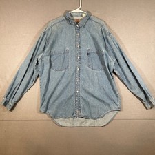 Vtg Levis Shirt Mens XL Denim Button Down Light Wash Long Sleeve Red Tab Cotton