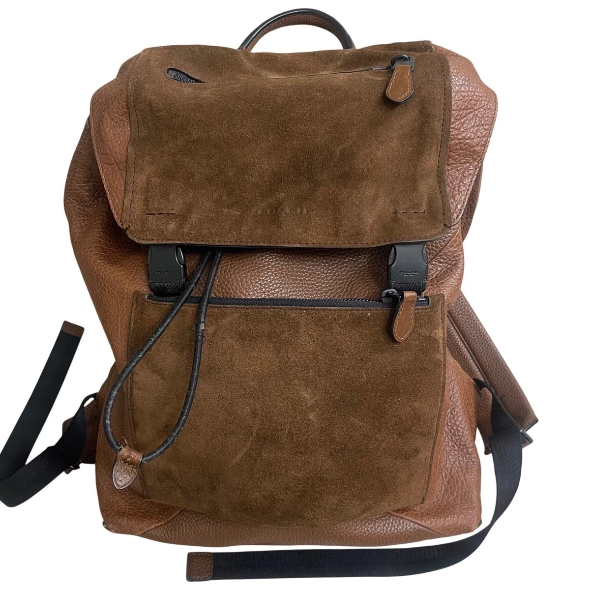 Coach manhattan Pebbled Leather and Suede Backpack Saddle‎ Brown Mixed  backpack Coach Suede Backpacks for Women for sale | eBay main image 2