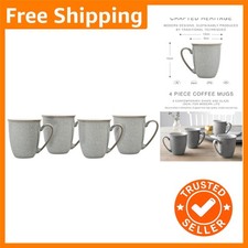 Handcrafted Light Grey Coffee Mugs Set of 4 - Durable Stoneware for Everyday Use