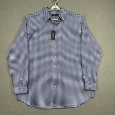 Polo Ralph Lauren Mens Shirt XLT Blue Gingham Check Button Down Embroidered Pony