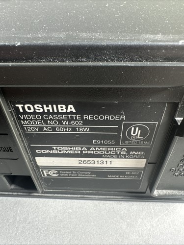 Toshiba W602 VHS Player One Minute Rewind TESTED & WORKING Unit Only Parts Only - Picture 5 of 6