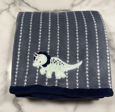 Parent's Choice Dino Dinosaur Triceratops Navy Baby Blanket Walmart 40  x30  