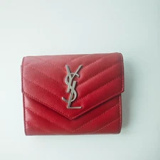 Saint Laurent Monogram Matelassé Leather Wallet Red