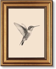Vintage Gold Framed Wall Art, Sketch Birds Canvas Painting, Cute but Exquisit...