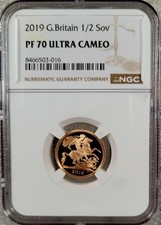 2019 Royal Mint UK Gold Proof Half Sovereign 1/2 Sov PF70 Ultra Cameo TOP POP
