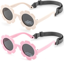 Baby Polarizrd Sunglasses with Strap Flexible Bendable Sun Flower Glasses for Ne