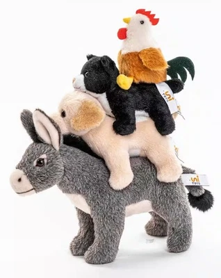 UNI TOYS Plüschtier Bremer Stadtmusikanten Kuscheltier 4-teilig Stofftier Esel Hund Katze