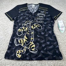 Tooniforms Women's Disney's Wonderfull Tigger Print Scrub Top Sz XS