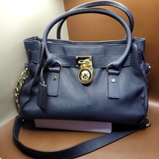 Michael Kors Hamilton Blue Leather Satchel Handbag