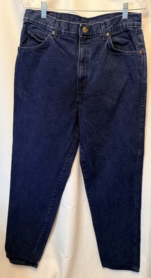 Vintage H.I.S. Men's Jeans 34x34 Tapered Blue Denim Medium Dark Wash Made in USA
