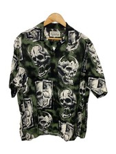 WACKO MARIA 56 Tattoo Studio Aloha Shirt L GRN All over Pattern