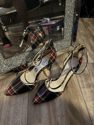 Apt. 9 Women's Plaid Pointed Toe Ankle Strap Stiletto Pump Heels 8.5