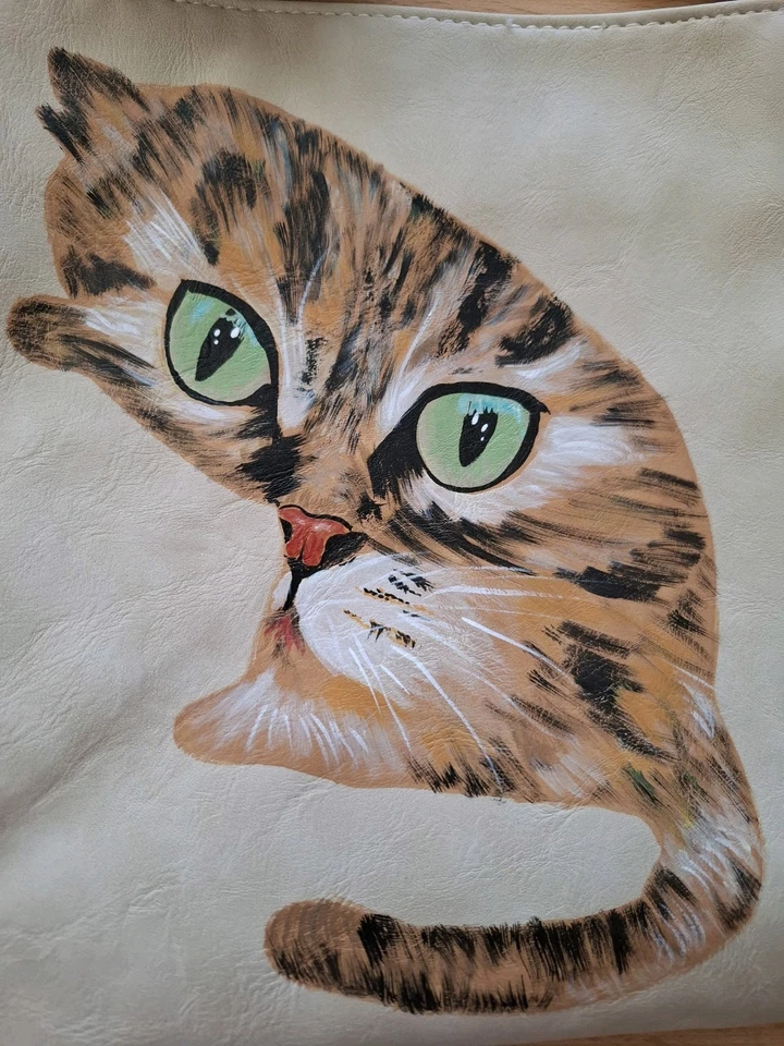 Tasche Shopper Handtasche Schultertasche Umhängetasche handbemalt Crossbag 🎁🐱 - Bild 3 von 4
